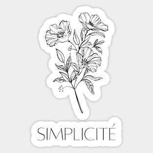 Simplicite - Minimalist French Quote and Flowers Sticker